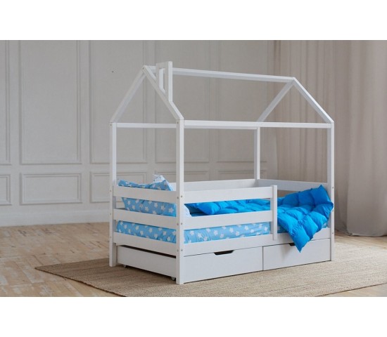 Кровать-Домик Белый с ящиками