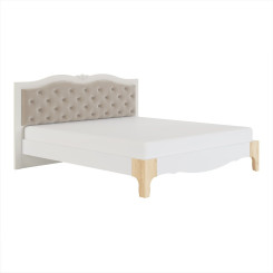 Кровать Элен модуль 2 с мягкой спинкой Перламутр/Дуб фактурный