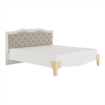 Кровать Элен модуль 2 с мягкой спинкой Перламутр/Дуб фактурный Кровать Элен модуль 2 с мягкой спинкой Перламутр/Дуб фактурный