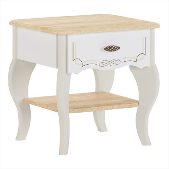 Тумба прикроватная Элен Перламутр/Дуб фактурный