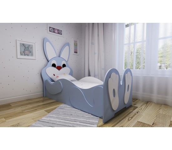 Детская кровать Зайка голубой