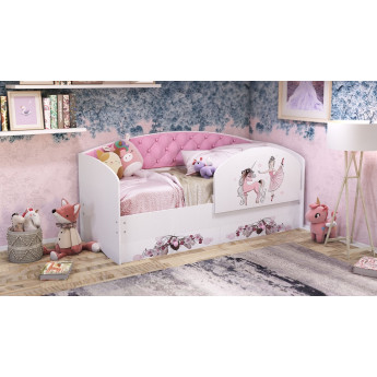 Детская кровать Полли c мягкой спинкой и жёстким съёмным бортом Детская кровать Полли c мягкой спинкой и жёстким съёмным бортом