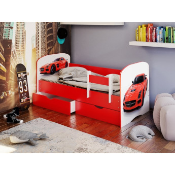 Детская кровать Мерседес цветные с бортиком Детская кровать Мерседес цветные с бортиком