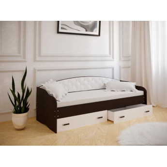 Кровать Софа 7 с мягкой спинкой венге/белый Кровать Софа 7 с мягкой спинкой венге/белый