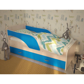 Детская кровать Максимка млечный дуб/голубой