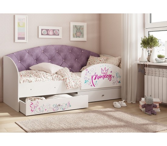 Детская кровать Эльза белый/фиолетовый
