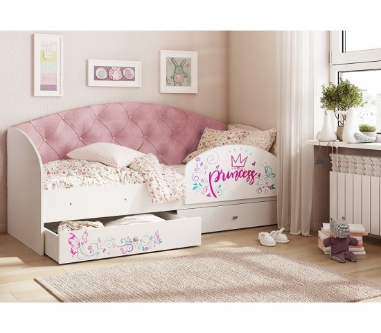 Детская кровать Эльза белый/розовый