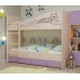 Двухъярусная кровать Мая Сафари с ящиками млечный дуб/розовый
