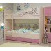 Двухъярусная кровать Мая Сафари с ящиками млечный дуб/голубой