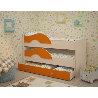 Детская выкатная кровать Радуга 1600 млечный дуб/оранжевый Детская выкатная кровать Радуга 1600 млечный дуб/оранжевый