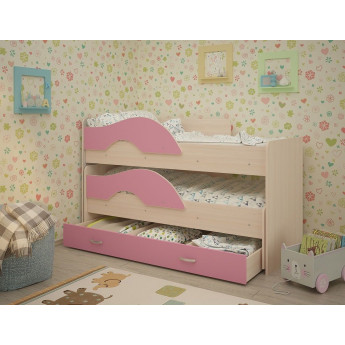 Детская выкатная кровать Радуга 1600 млечный дуб/розовый Детская выкатная кровать Радуга 1600 млечный дуб/розовый