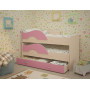 Детская выкатная кровать Радуга 1600 млечный дуб/розовый