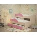 Детская выкатная кровать Радуга 1600 млечный дуб/розовый