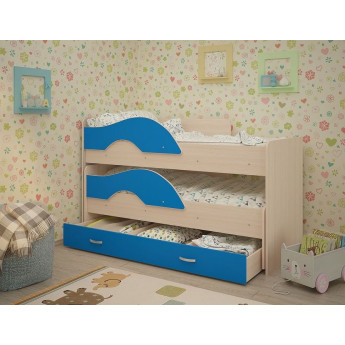 Детская выкатная кровать Радуга 1600 млечный дуб/голубой Детская выкатная кровать Радуга 1600 млечный дуб/голубой