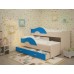 Детская выкатная кровать Радуга 1600 млечный дуб/голубой