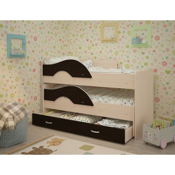 Детская выкатная кровать Радуга 1600 млечный дуб/венге Детская выкатная кровать Радуга 1600 млечный дуб/венге