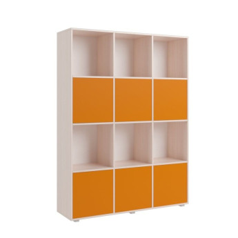 Стеллаж ДМ 12 млечный дуб/оранжевый