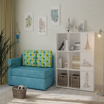 Стеллаж ДМ 9 c фотопечатью Белый