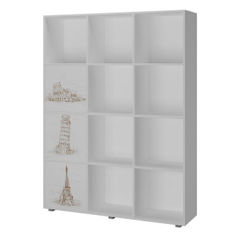 Стеллаж ДМ 12 c фотопечатью Белый