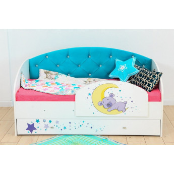 Детская кровать Звездочка белый/бирюзовый Детская кровать Звездочка белый/бирюзовый