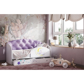 Детская кровать Звездочка белый/фиолетовый