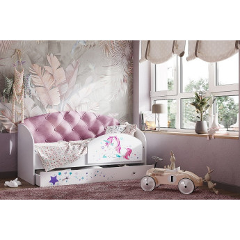 Детская кровать Звездочка белый/розовый