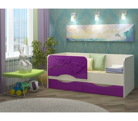 Детская кровать Алена 2 фиолетовый глянец