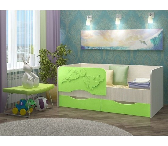 Детская кровать Алена 2 зеленый глянец