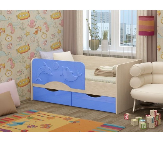 Детская кровать Алена 1 голубой глянец
