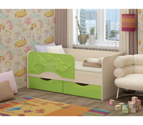 Детская кровать Алена 1 зеленый глянец