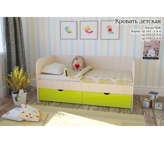 Детская кровать Мальвина зеленый глянец