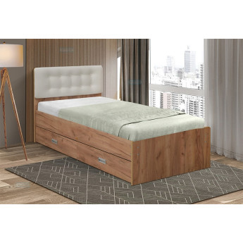 Детская кровать одинарная 6 с мягкой спинкой с ящиками Детская кровать одинарная 6 с мягкой спинкой с ящиками