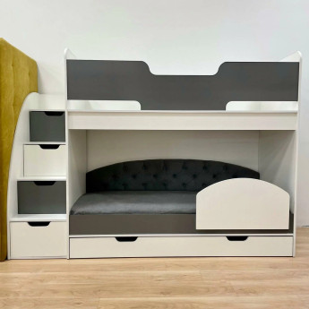Двухъярусная кровать Юниор 13 Белый/Графит
