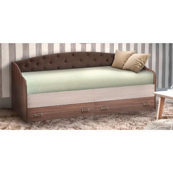 Кровать Софа 8 с мягкой спинкой ясень шимо темный/ясень шимо светлый Кровать Софа 8 с мягкой спинкой ясень шимо темный/ясень шимо светлый