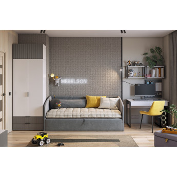 Модульная детская Зефир белое дерево/серый (эмаль)