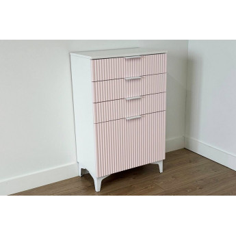 Комод Зефир белое дерево/пудра розовая (эмаль) 