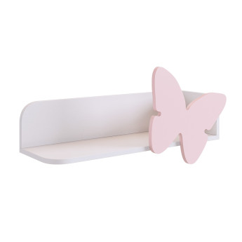 Полка Бабочка навесная Зефир белое дерево/пудра розовая эмаль