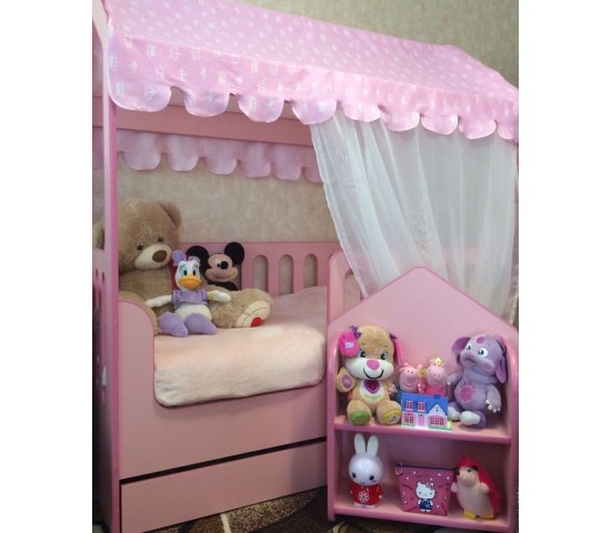 Кровать-Домик с ящиком Розовый