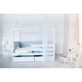 Кровать-Домик Белый с ящиком белым Береза