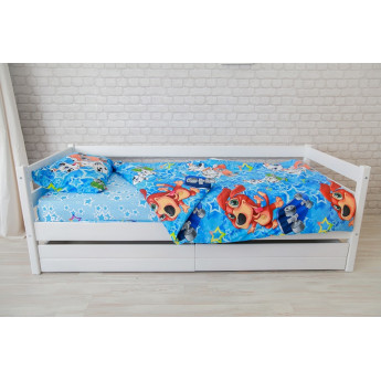 Кровать одноярусная Сонечка с задним бортиком и с ящиками Кровать одноярусная Сонечка с задним бортиком и с ящиками