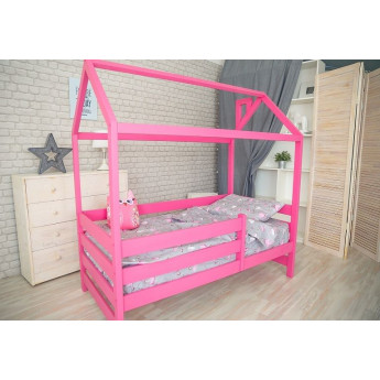 Кровать-Домик без ящика  Розовый Береза