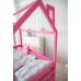 Кровать-Домик без ящика  Розовый Береза