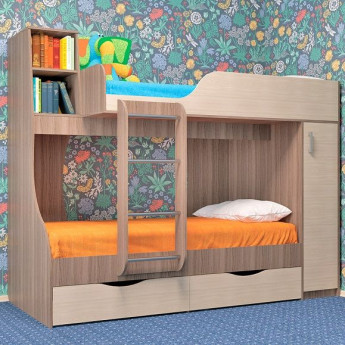 Двухъярусная кровать Башмачок Ясень шимо темный/Ясень шимо светлый