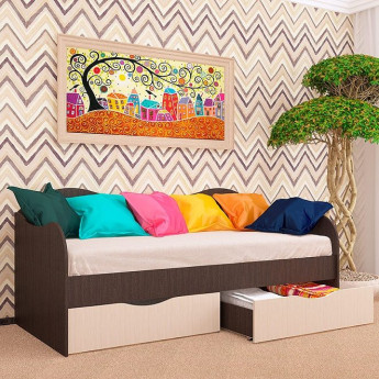 Детская кровать Бокс Венге/Дуб молочный