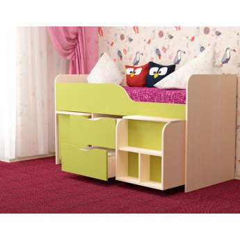 Детская кровать Гномик Дуб молочный/Лайм