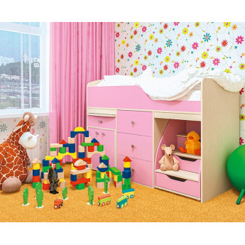 Детская кровать Фея Дуб молочный/Розовый