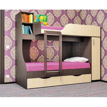 Двухъярусная кровать Башмачок Венге/Дуб молочный
