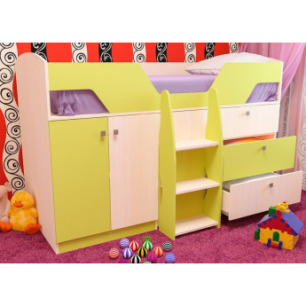 Детская кровать Лимбо Дуб молочный/Лайм Детская кровать Лимбо Дуб молочный/Лайм