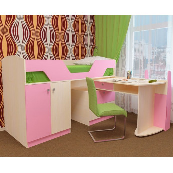 Детская кровать Лимбо Дуб молочный/Розовый Детская кровать Лимбо Дуб молочный/Розовый