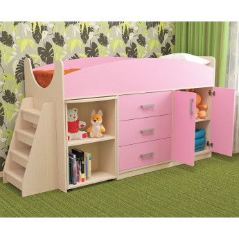 Детская кровать Рокси Дуб молочный/Розовый